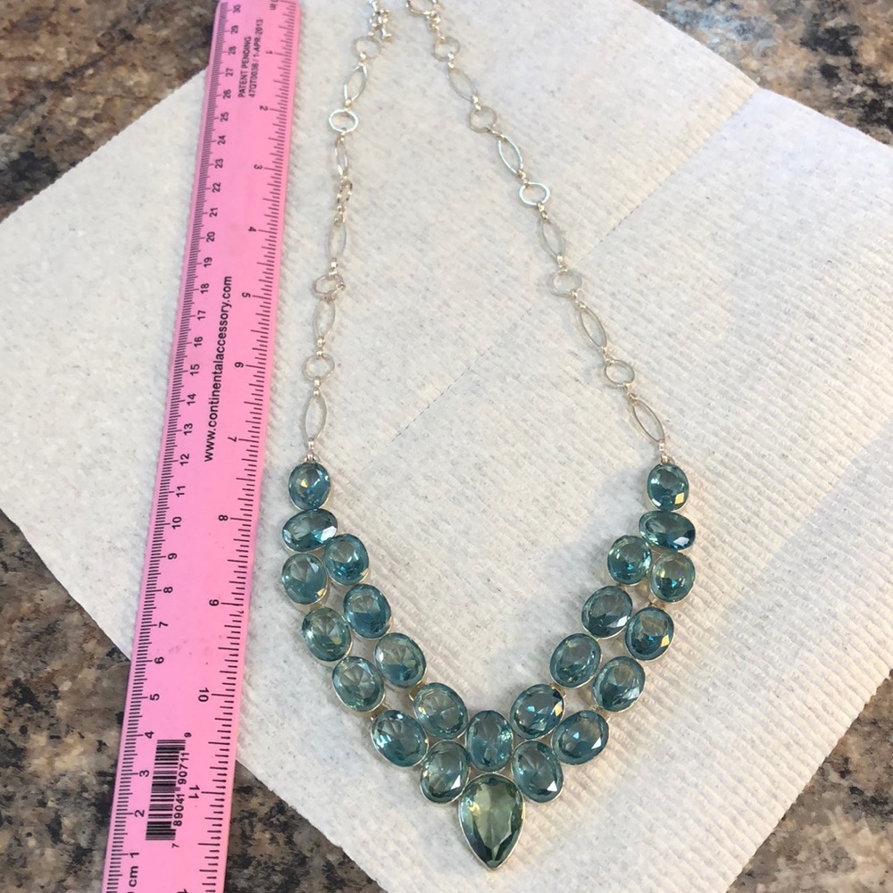 NWOT blue “aquamarine” silver necklace, 18” drop